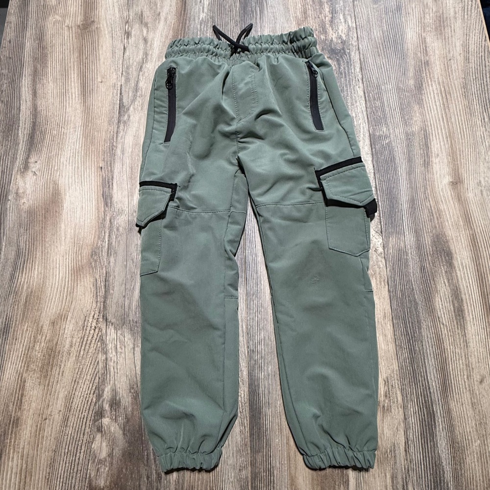 Sovereign Code Kids Sage Green Cargo Jogger Pants Size 4 Zipper Pockets
